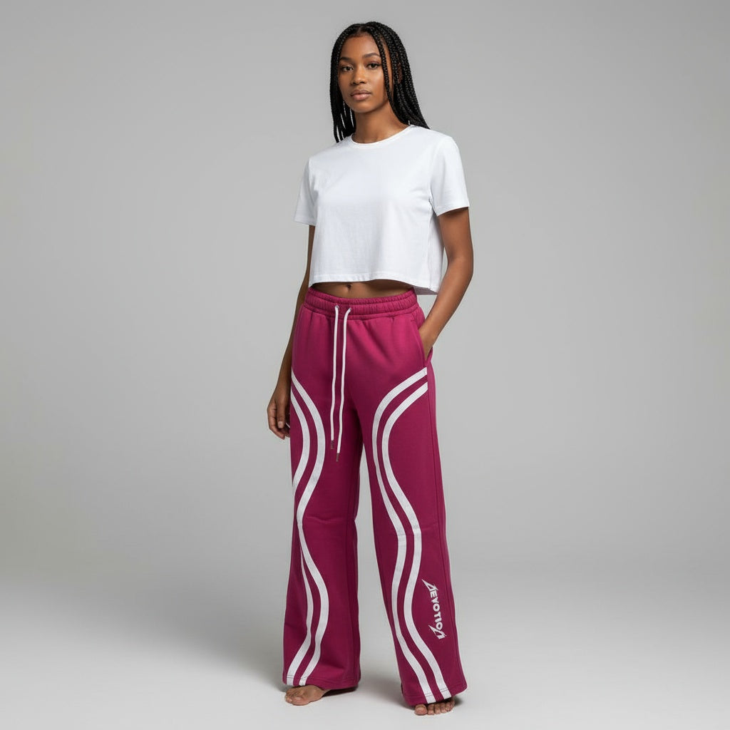 Curve Track Pants – Magenta/White