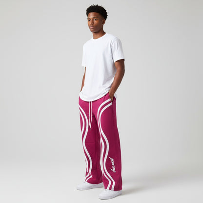 Curve Track Pants – Magenta/White