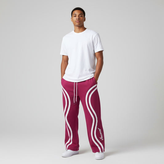 Curve Track Pants – Magenta/White